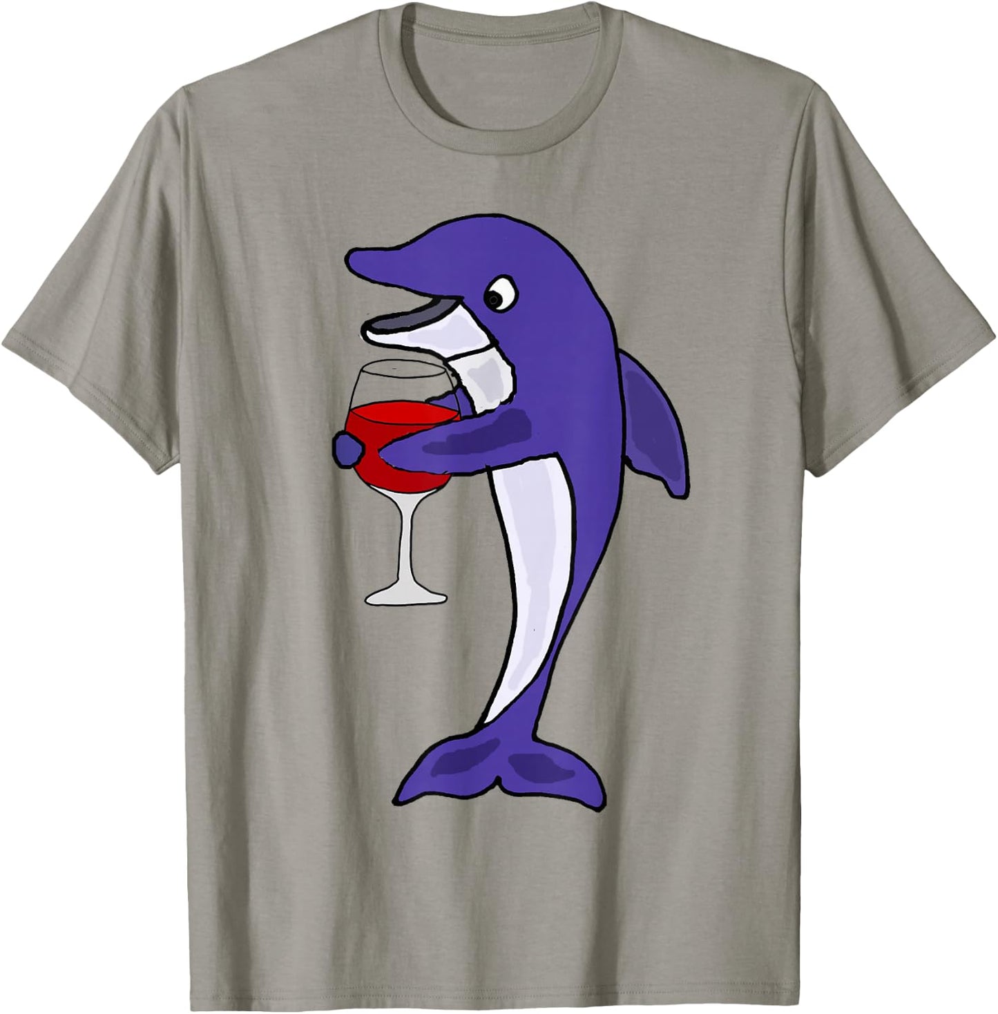 Smilemoretees Funny Dolphin Drinking Wine T-Shirt - T-Shirt | Sand