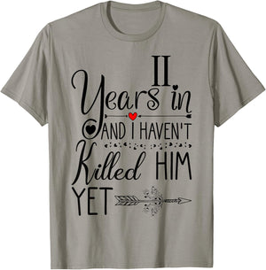 11th Wedding Anniversary Gift 11 Years of Marriage T-Shirt - T-Shirt | Sand