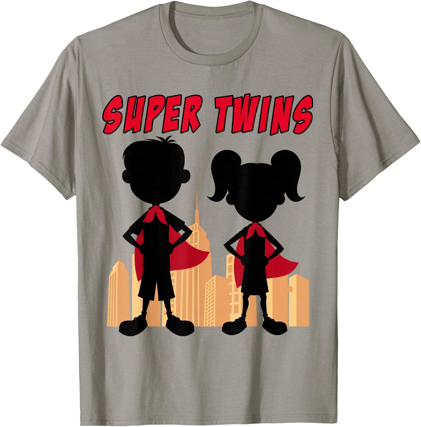 Boy and Girl Super Twins - Kids Twin Superhero Comic T-Shirt - T-Shirt | Sand