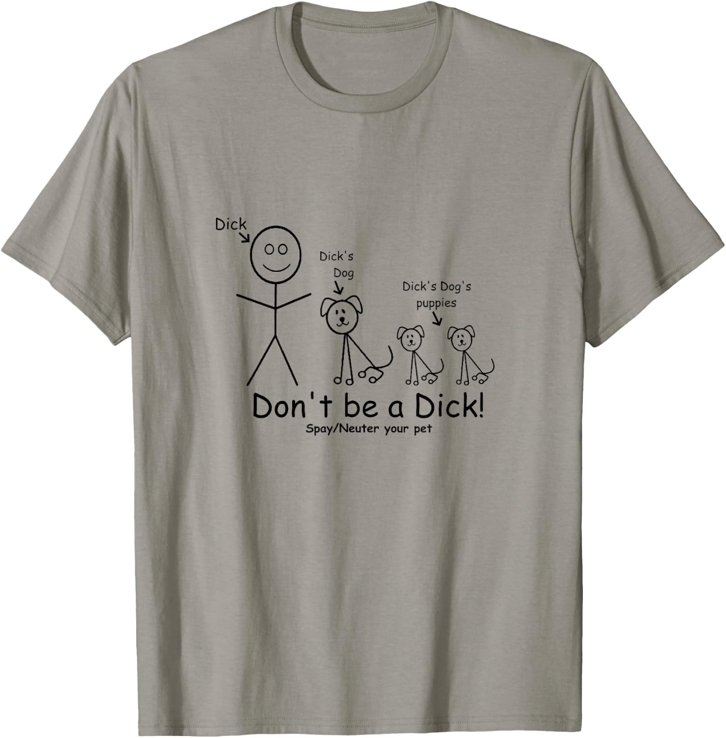 Don't be a Dick Spay Neuter your Pet Animal lover Advocate T-Shirt - T-Shirt | Sand