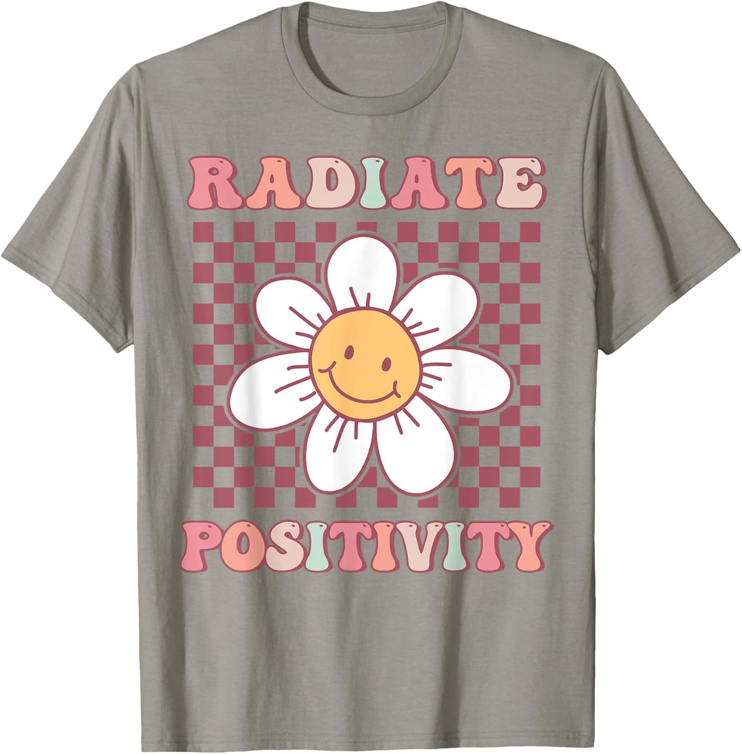 Radiate Positivity Cute Groovy Happy Daisy Flower Positivity T-Shirt - T-Shirt | Sand