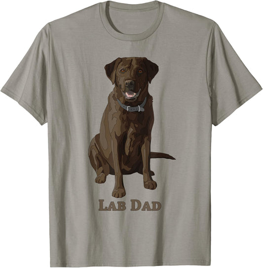 Lab Dad Chocolate Labrador Retriever Dog Lover Gift T-Shirt - T-Shirt | Sand