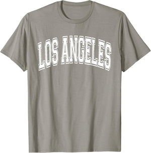 Los Angeles Arched Style Text Pink with White Print T-Shirt - T-Shirt | Sand