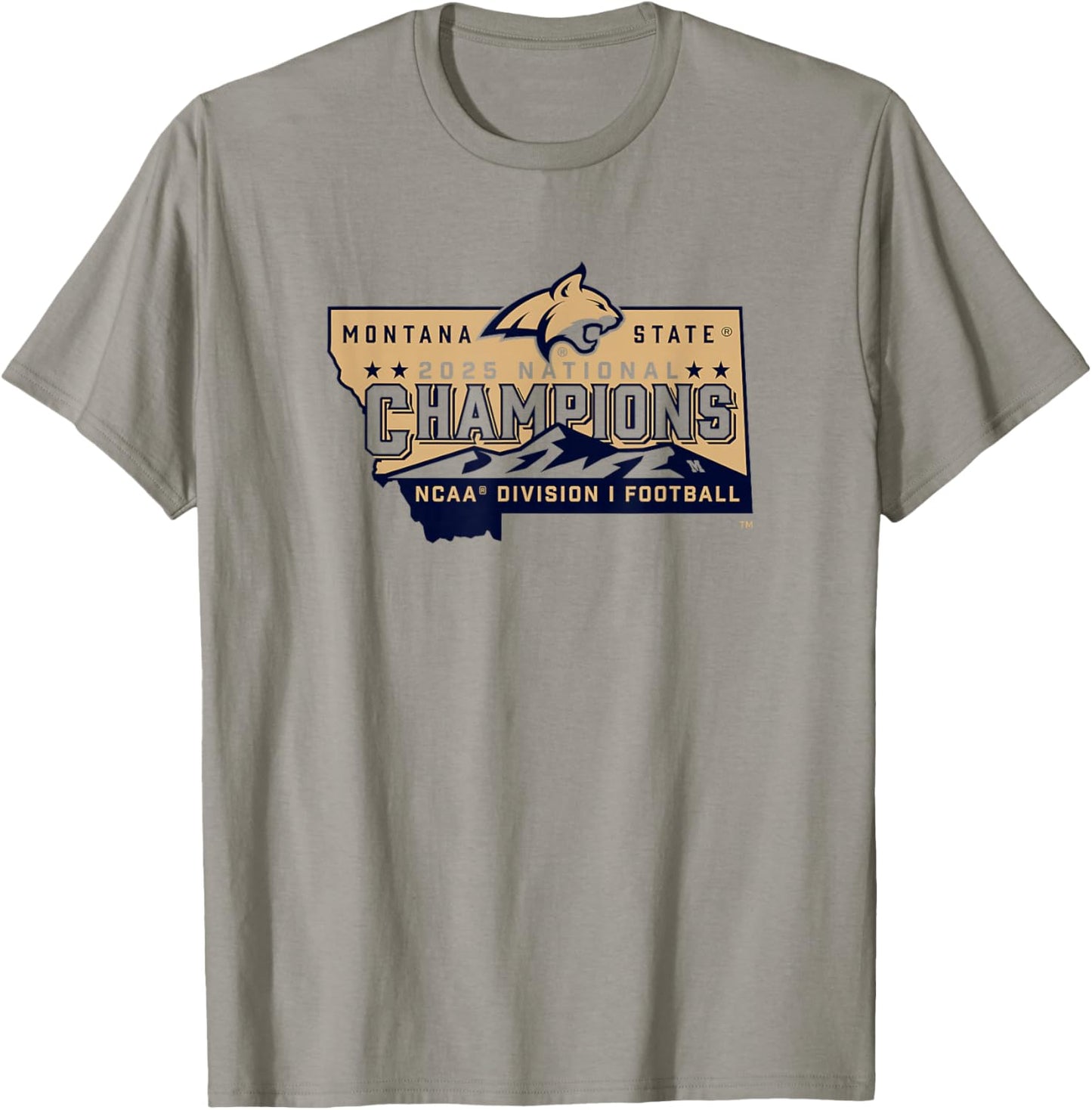 Montana State Bobcats National Champs 2025 Football White T-Shirt - T-Shirt | Sand