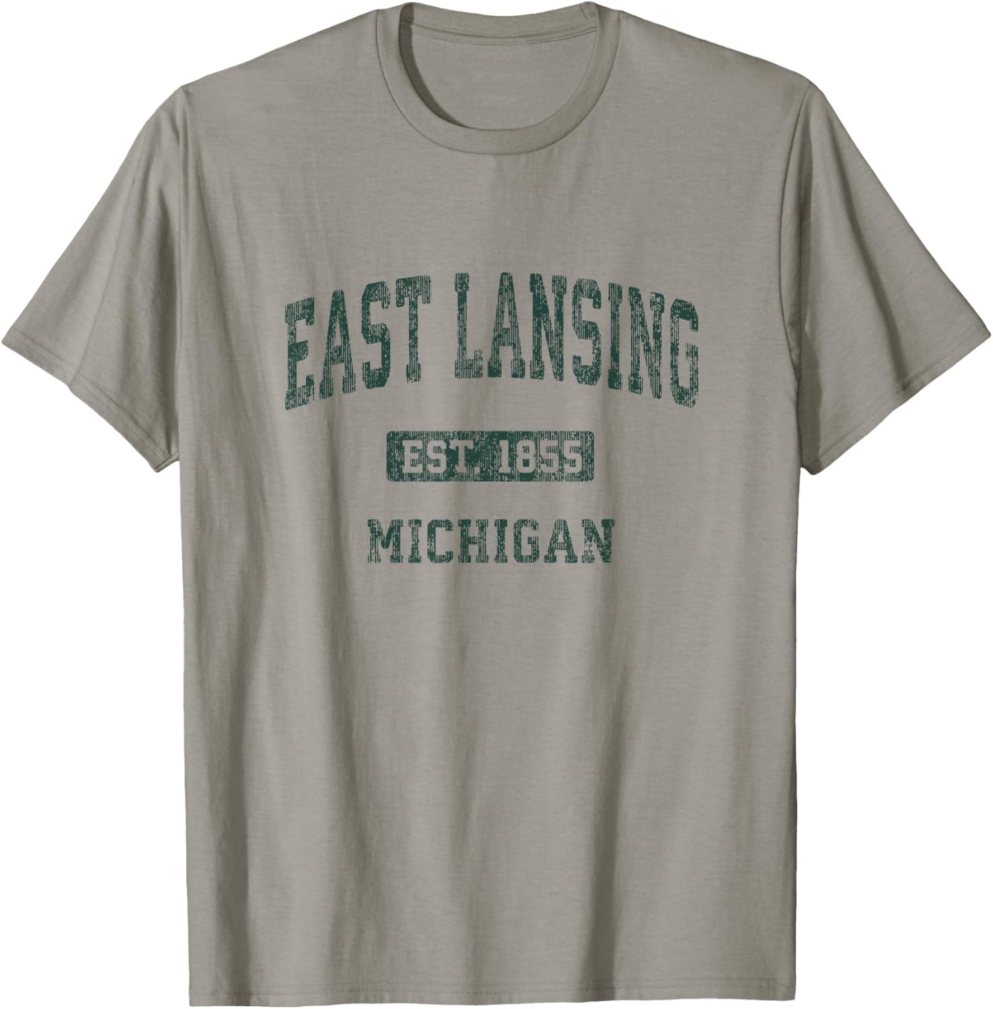 East Lansing Michigan MI Vintage Athletic Sports Design T-Shirt - T-Shirt | Sand