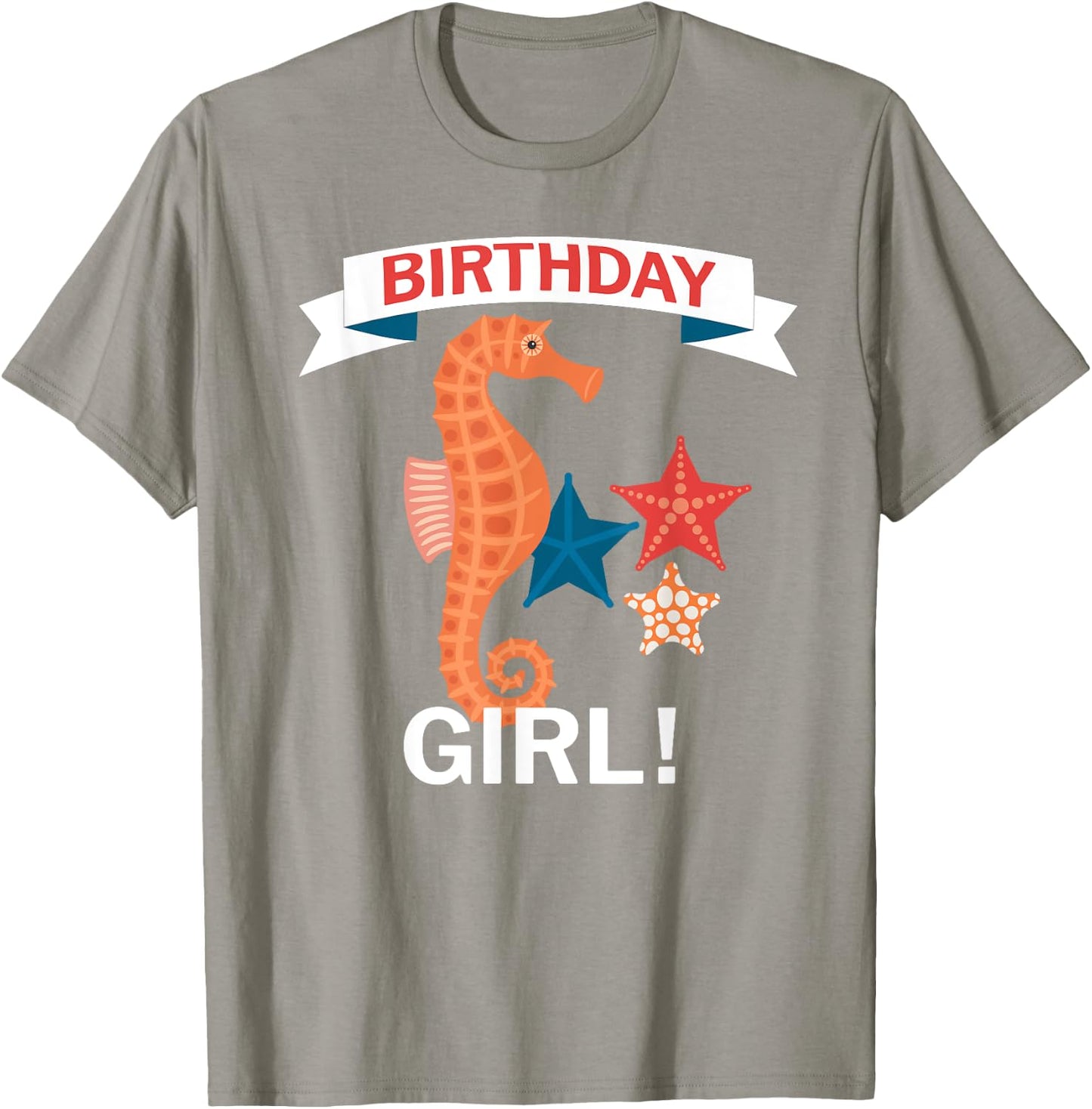 Birthday Girl SeaHorse with Sea Stars T-Shirt - T-Shirt | Sand
