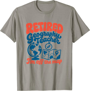 Retired Geography Teacher Retro Vintage Retirement T-Shirt - T-Shirt | Sand
