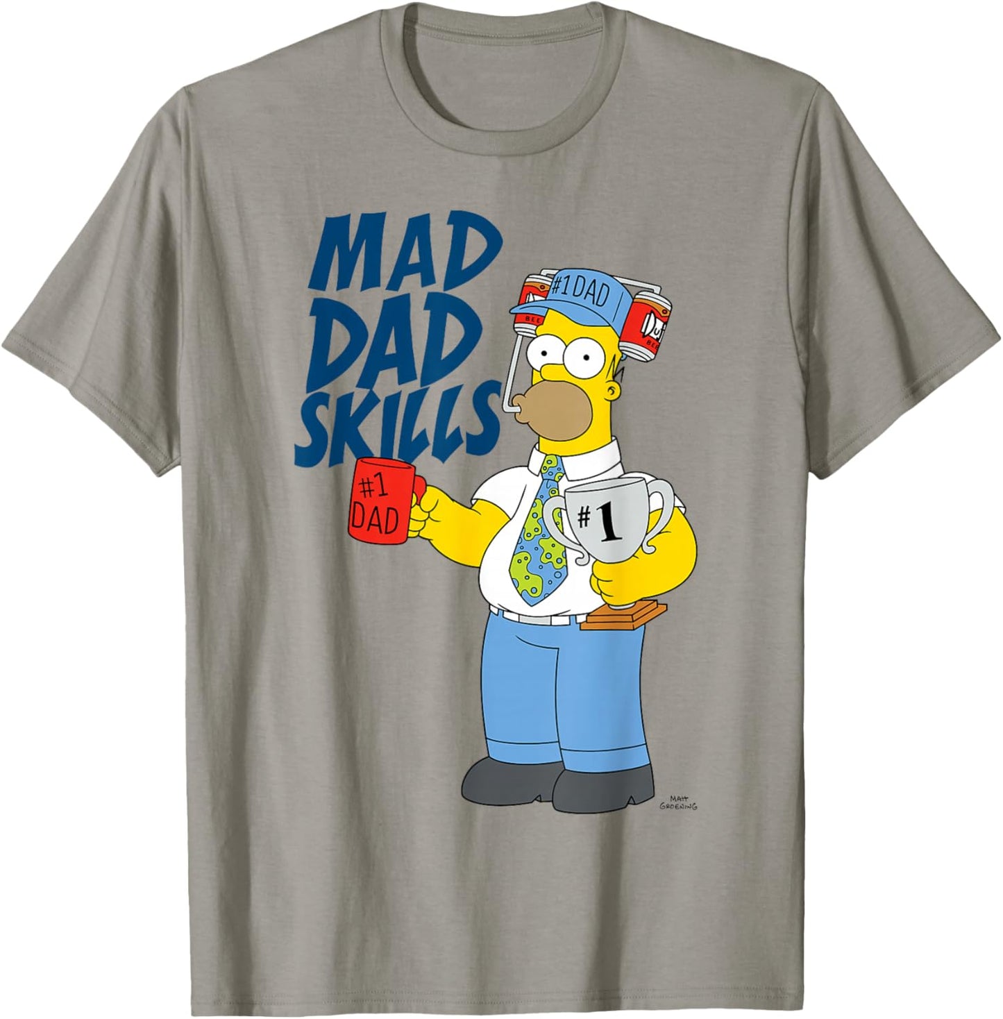 The Simpsons Father's Day Mad Dad Skills #1 Dad Homer Trophy T-Shirt - T-Shirt | Sand