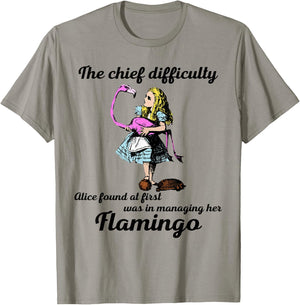 Alice Managing Flamingo Croquet Mallet And Hedgehog T Shirt T-Shirt - T-Shirt | Sand