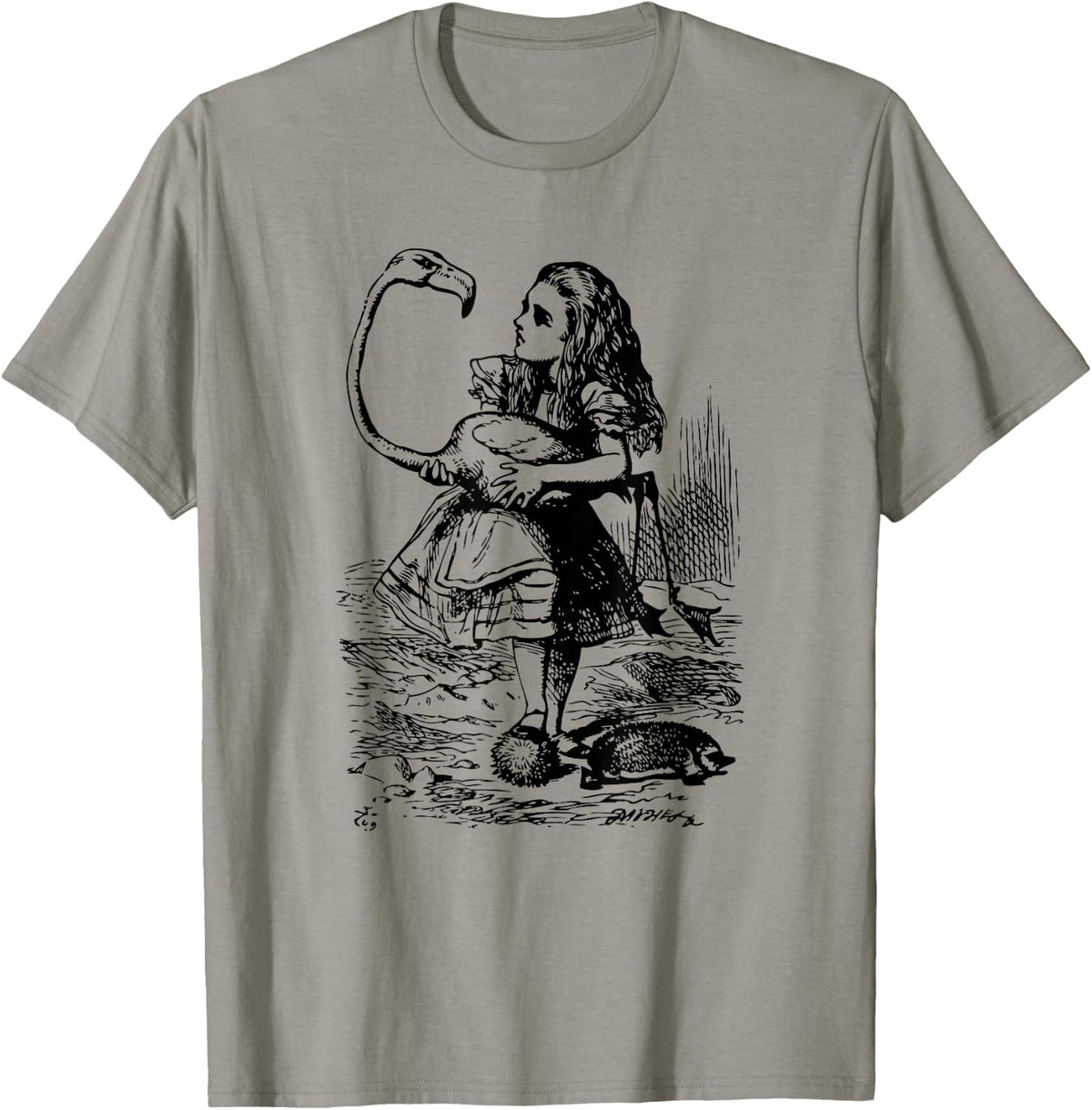 Big Texas Alice in Wonderland Alice Flamingo Croquet T-Shirt - T-Shirt | Sand