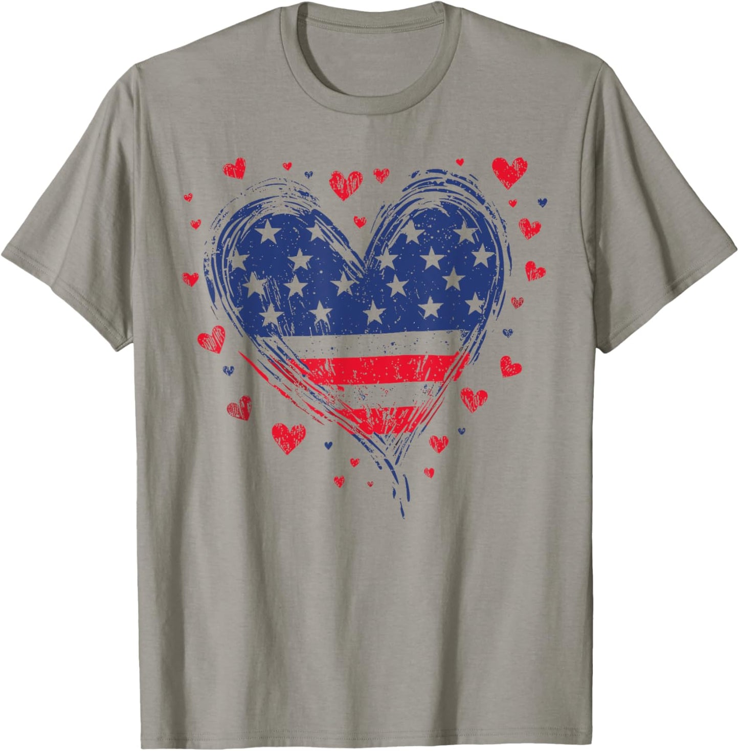 Cute American Flag Heart USA Patriotic 4th of July T-Shirt - T-Shirt | Sand