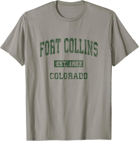 Fort Collins Colorado CO Vintage Athletic Sports Design T-Shirt - T-Shirt | Sand
