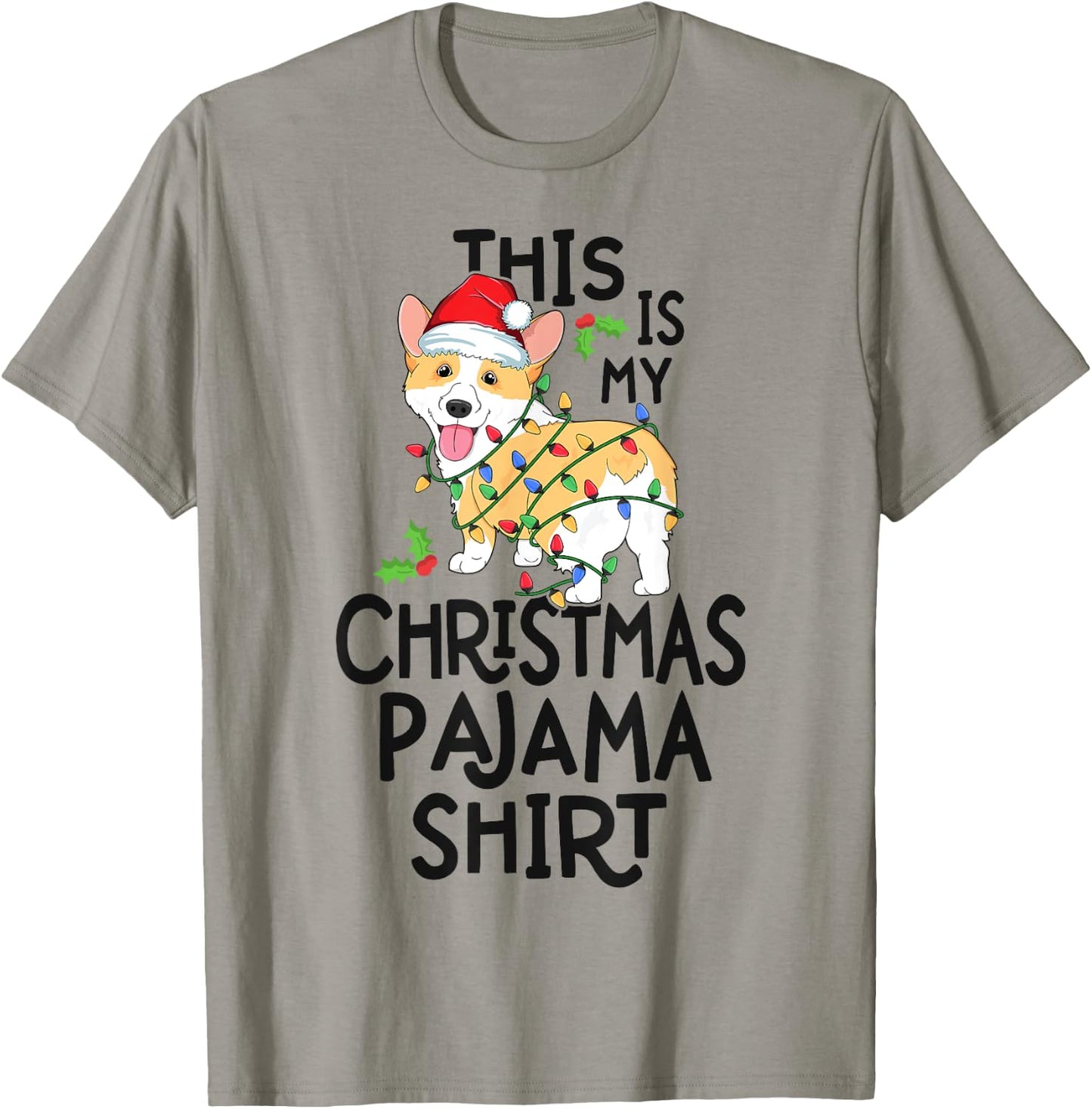 Corgi Tree Light Dog Xmas This Is My Christmas Pyjama Shirt Men Women Kids T-Shirt - T-Shirt | Sand