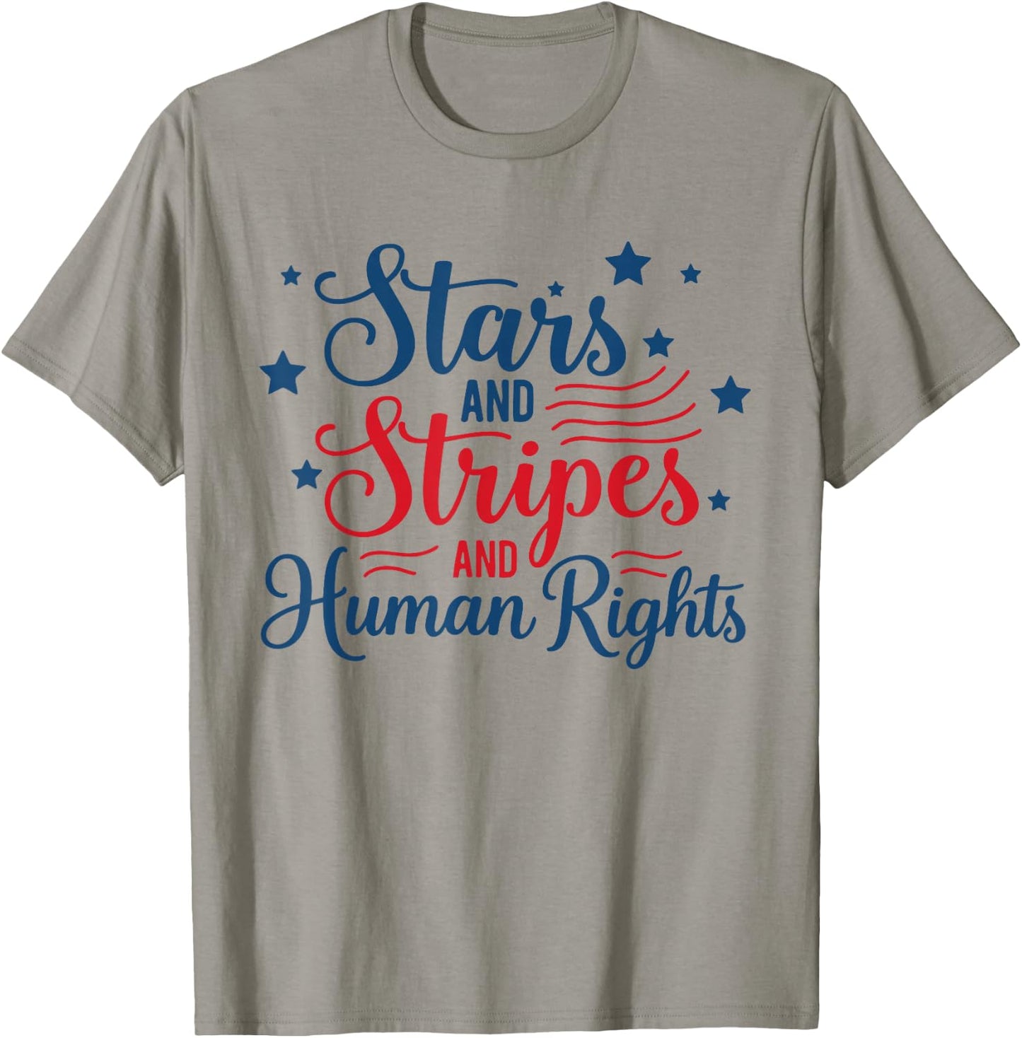 Retro Stars and Stripes and Human Rights Funny 4th of July T-Shirt - T-Shirt | Sand
