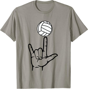 ASL Sign Language Shirt for Volleyball Player Deaf Gifts T-Shirt - T-Shirt | Sand