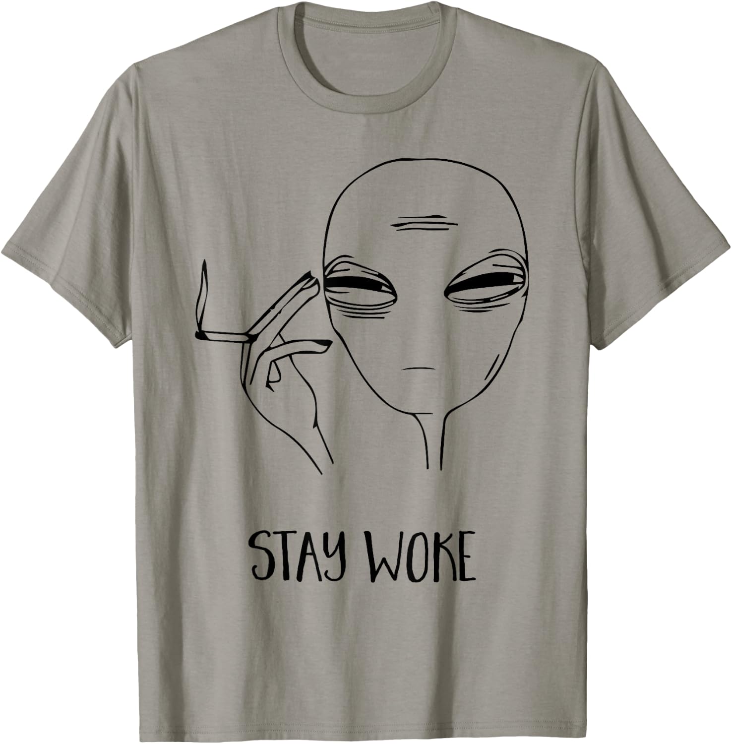 STAY WOKE Cool Smoking Alien T Shirt Area 51, I Believe UFO T-Shirt - T-Shirt | Sand
