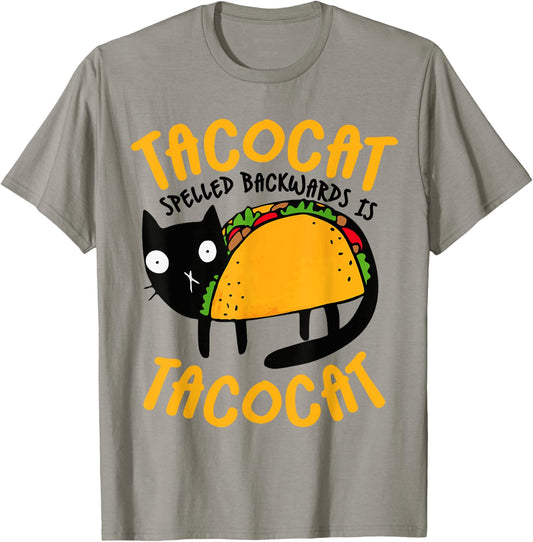 Taco Cat Funny I Love Tacos - -Adults Blue Small Classic Fit Cotton Blend Short Sleeve Cat T-Shirt - T-Shirt | Sand