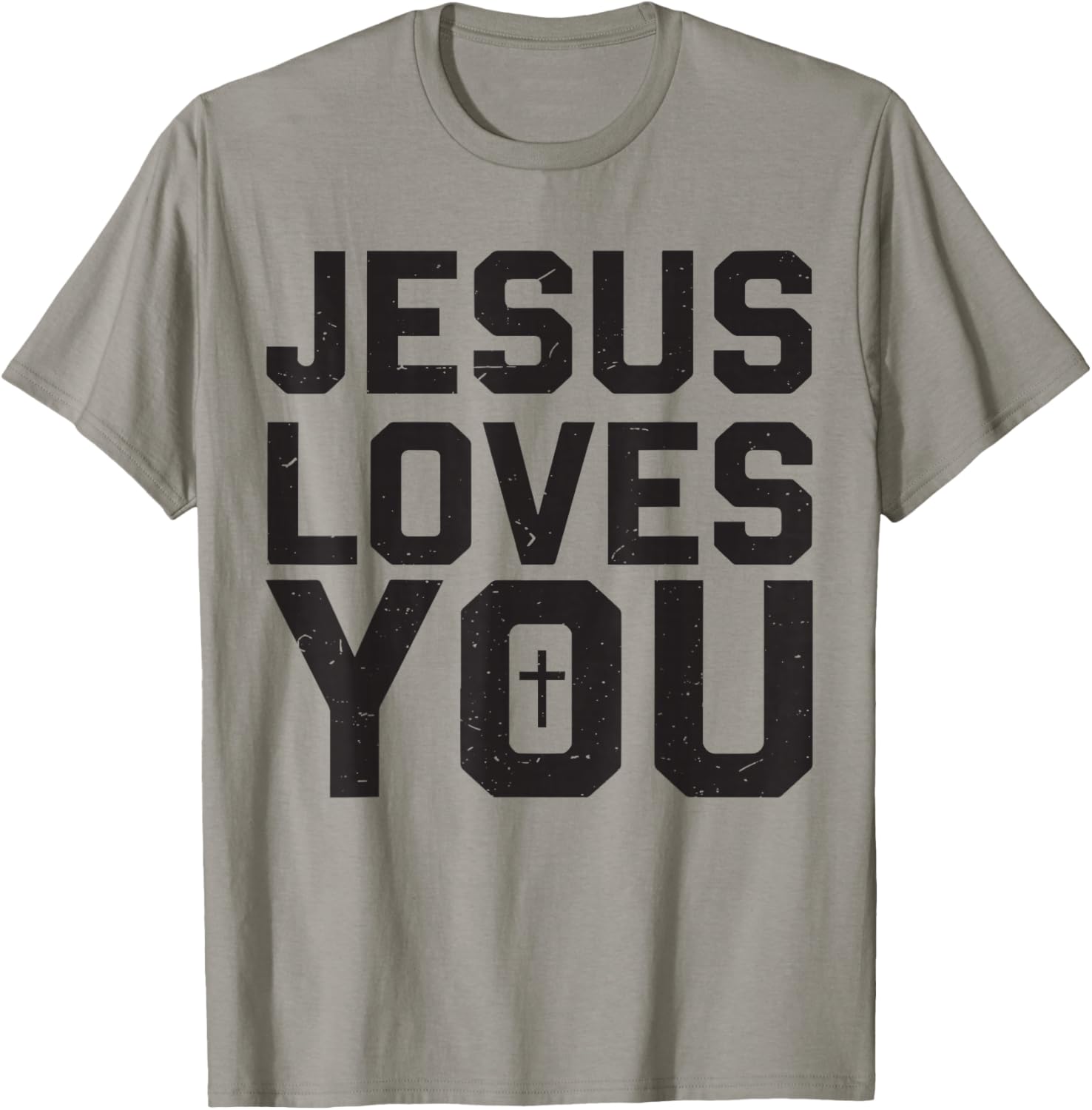 Jesus Loves You Minimalistic Christian Youth Boy Godbrother T-Shirt - T-Shirt | Sand