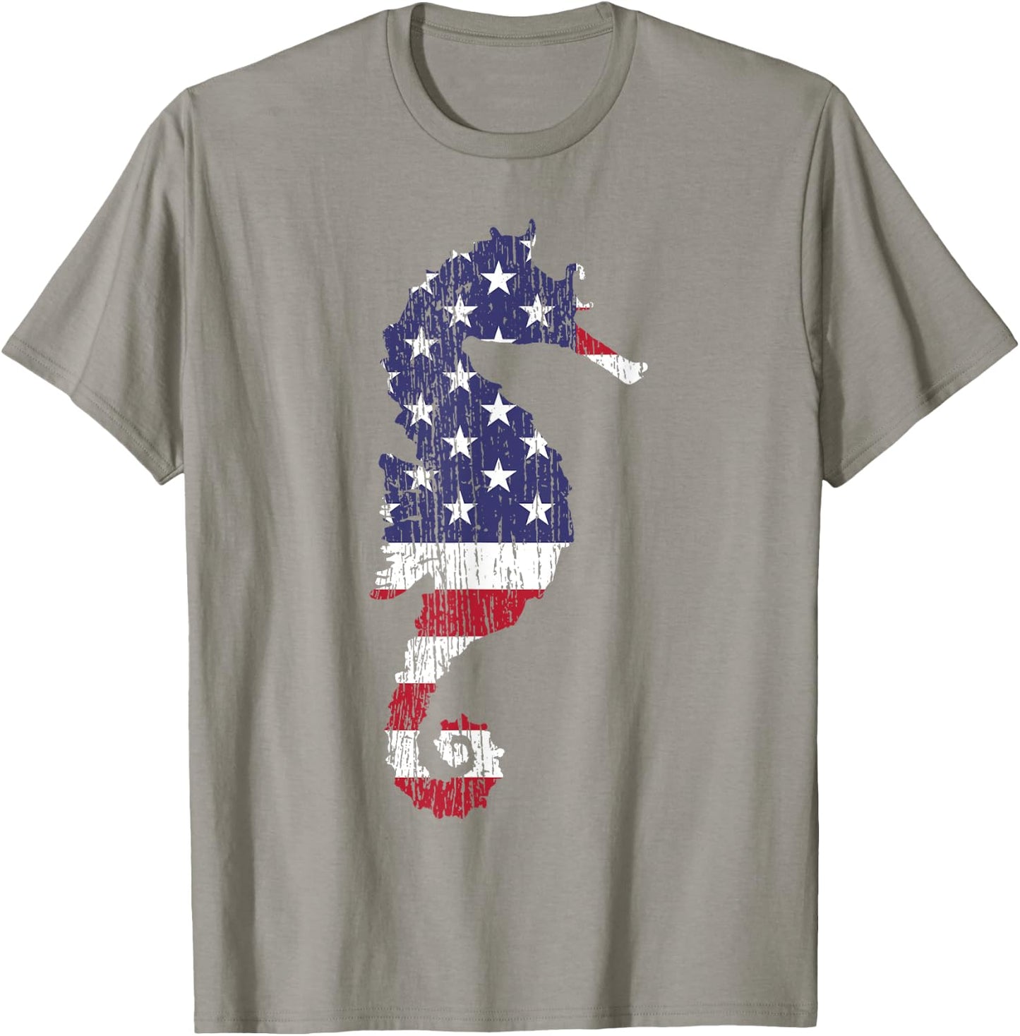 Seahorse USA Flag Vintage Gift Patriotic T-Shirt - T-Shirt | Sand