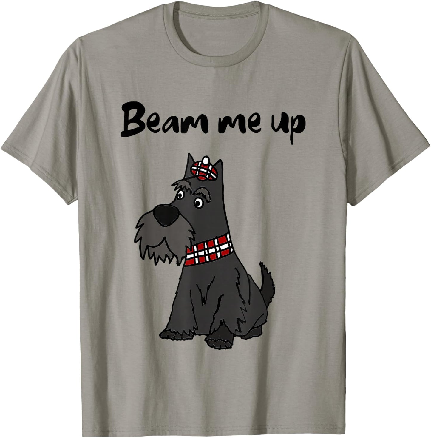 Smileteesfunnya Funny Beam me up Scottie Dog Pun T-Shirt - T-Shirt | Sand