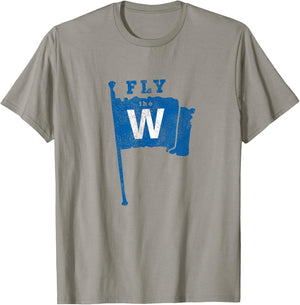 Fly The W Chicago Baseball Winning Flag Distressed T-Shirt - T-Shirt | Sand