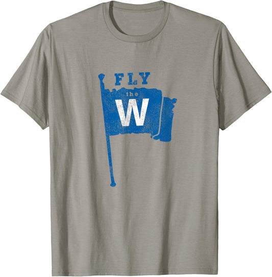 Fly The W Chicago Baseball Winning Flag Distressed T-Shirt - T-Shirt | Sand
