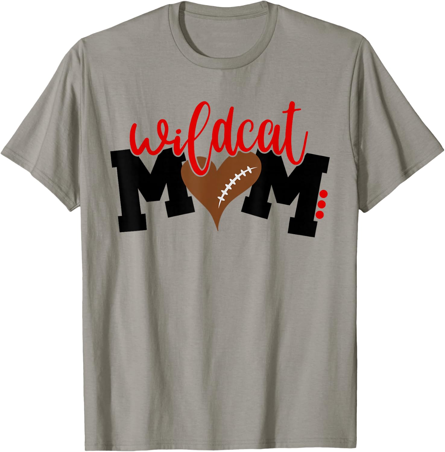 Wildcat Football Mom, Heart Football Men Women T-Shirt - T-Shirt | Sand