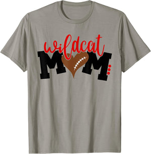 Wildcat Football Mom, Heart Football Men Women T-Shirt - T-Shirt | Sand