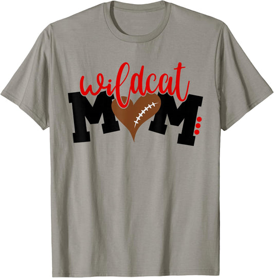 Wildcat Football Mom, Heart Football Men Women T-Shirt - T-Shirt | Sand