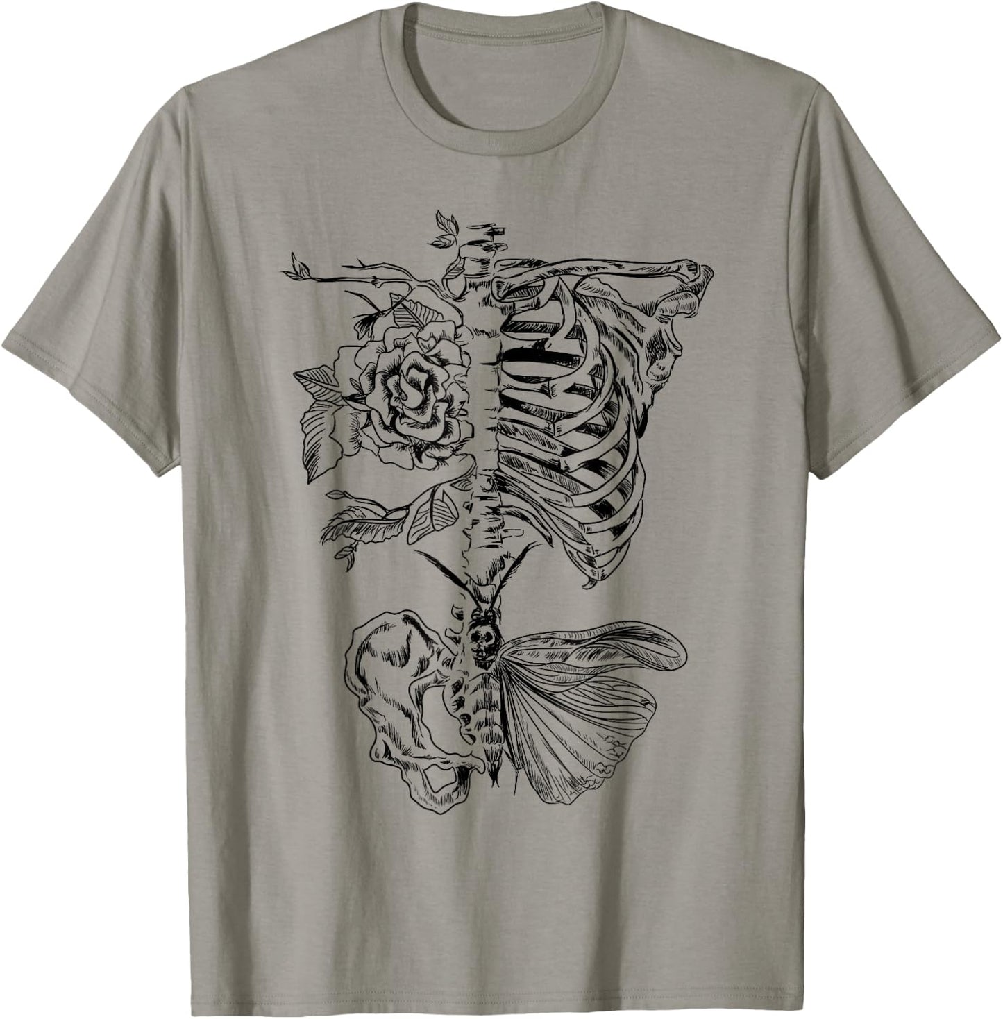 Ribcage Rose Butterfly Skeleton Tattoo Artist Shirt T-Shirt - T-Shirt | Sand