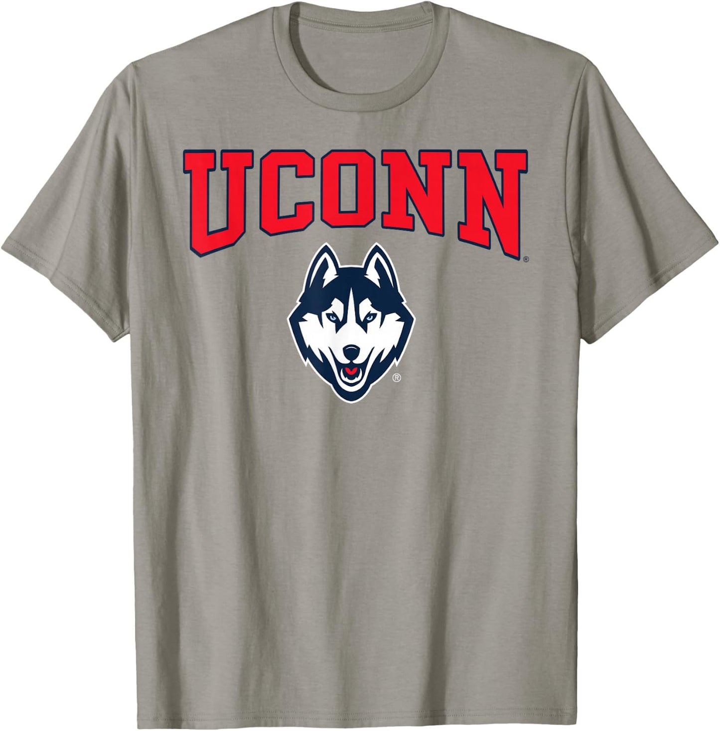 Connecticut Huskies Arch Logo Gray Officially Licensed T-Shirt - T-Shirt | Sand