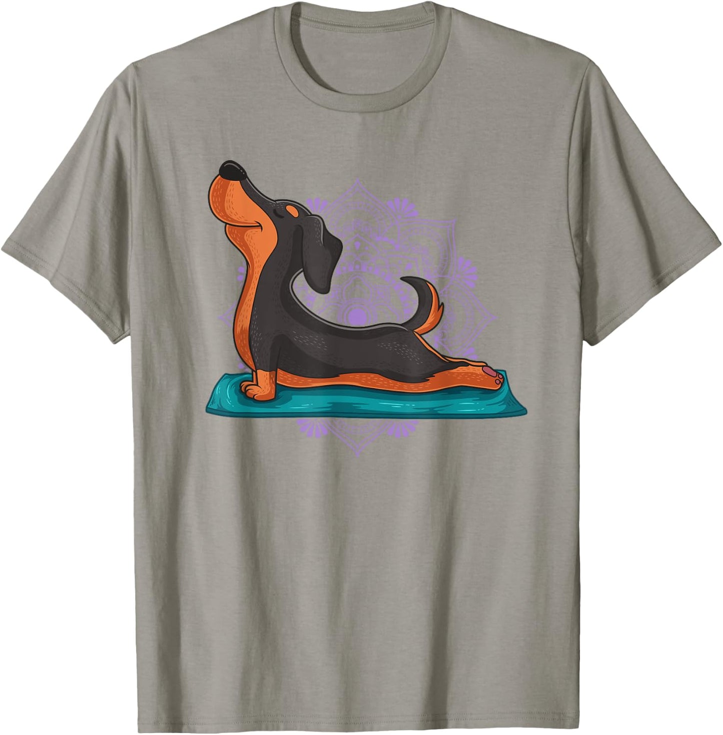Cute Dachshund Dog Yoga Position Workout Instructor Gift T-Shirt - T-Shirt | Sand