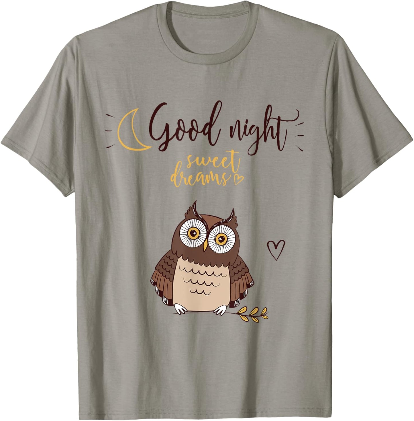 Good Night Sweet Dreams Owl Heart T-Shirt - T-Shirt | Sand
