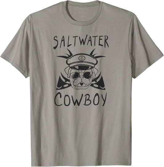 Sailing Saltwater Cowboy Dog Captain Fish Bones T-Shirt - T-Shirt | Sand