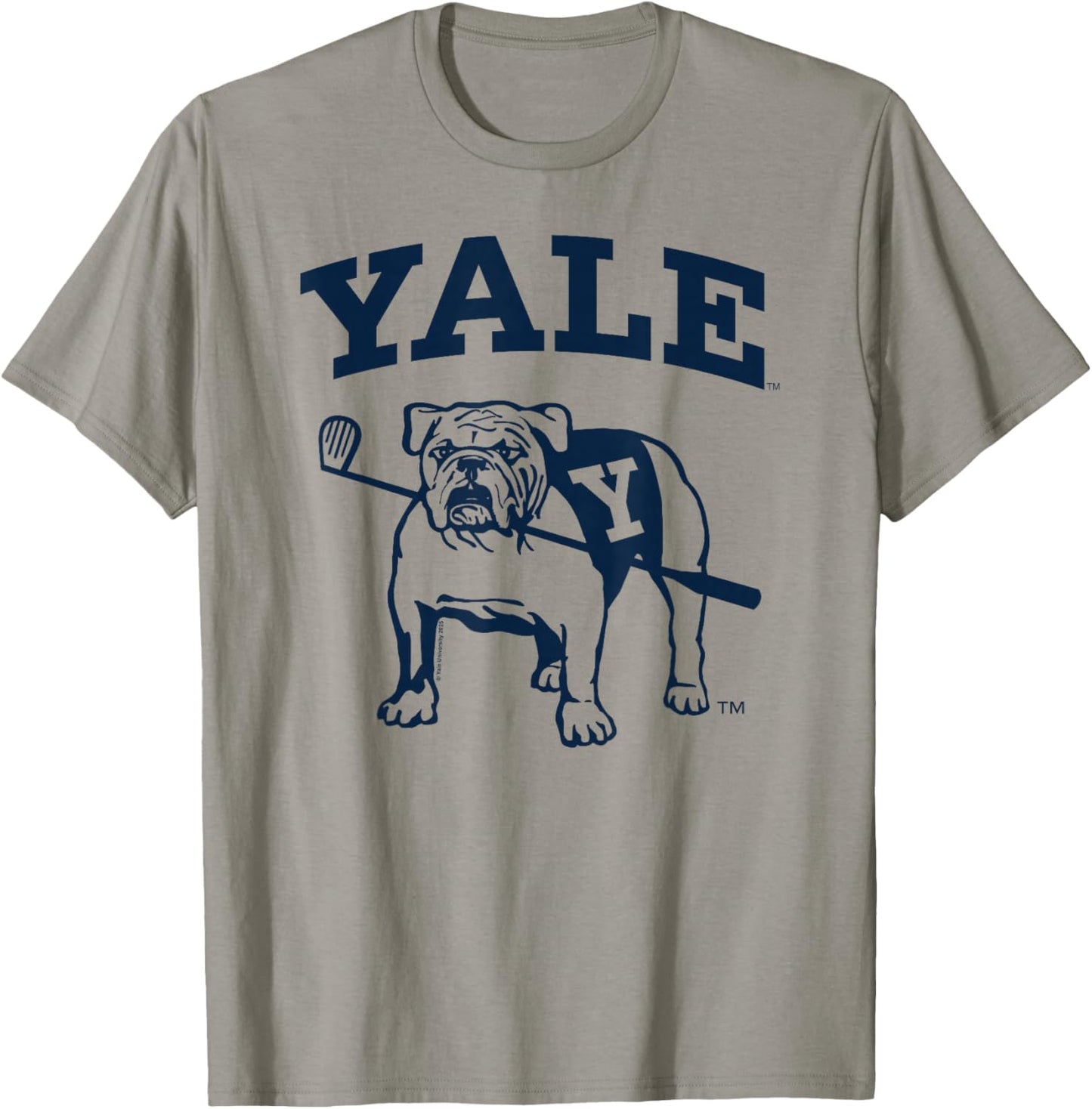 Yale University Line Art Bulldog Handsome Dan Playing Golf T-Shirt - T-Shirt | Sand