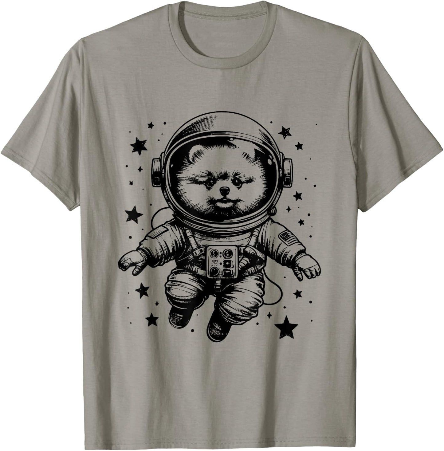 Dog Dad Mom Space - Astronaut Pomeranian Men Women T-Shirt - T-Shirt | Sand