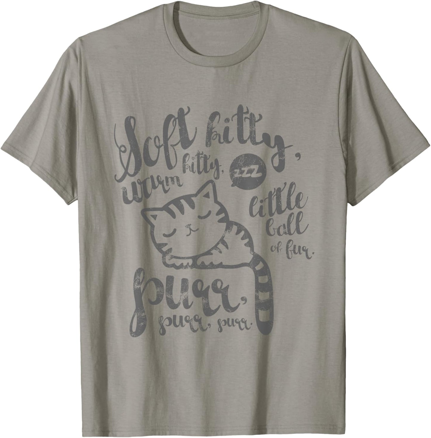 Cute Soft Kitty Warm Kitty Happy Kitty Sleepy Kitty T-Shirt - T-Shirt | Sand