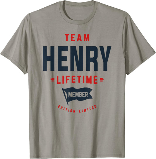 Team Henry Lifetime Member Funny Name Henry T-Shirt - T-Shirt | Sand