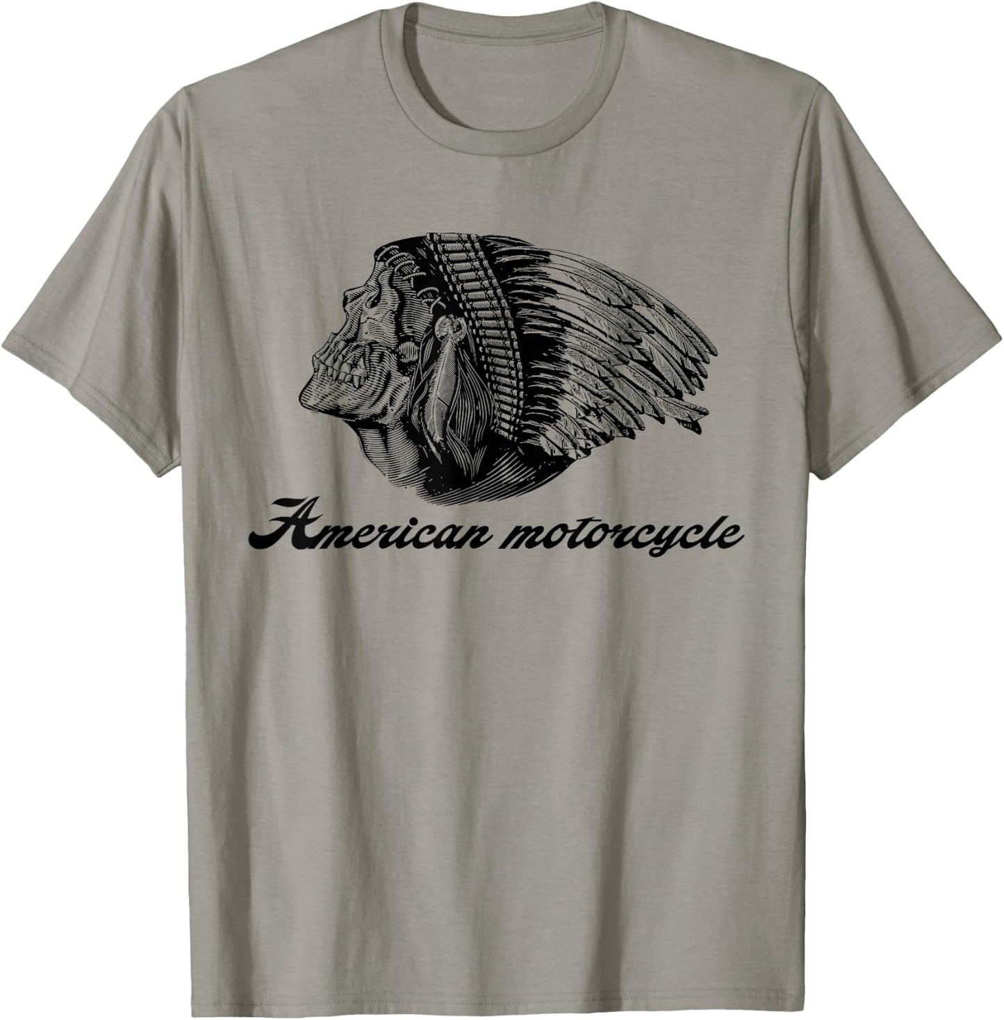 American Motorcycle Skull Native Indian Eagle Chief Vintage T-Shirt - T-Shirt | Sand