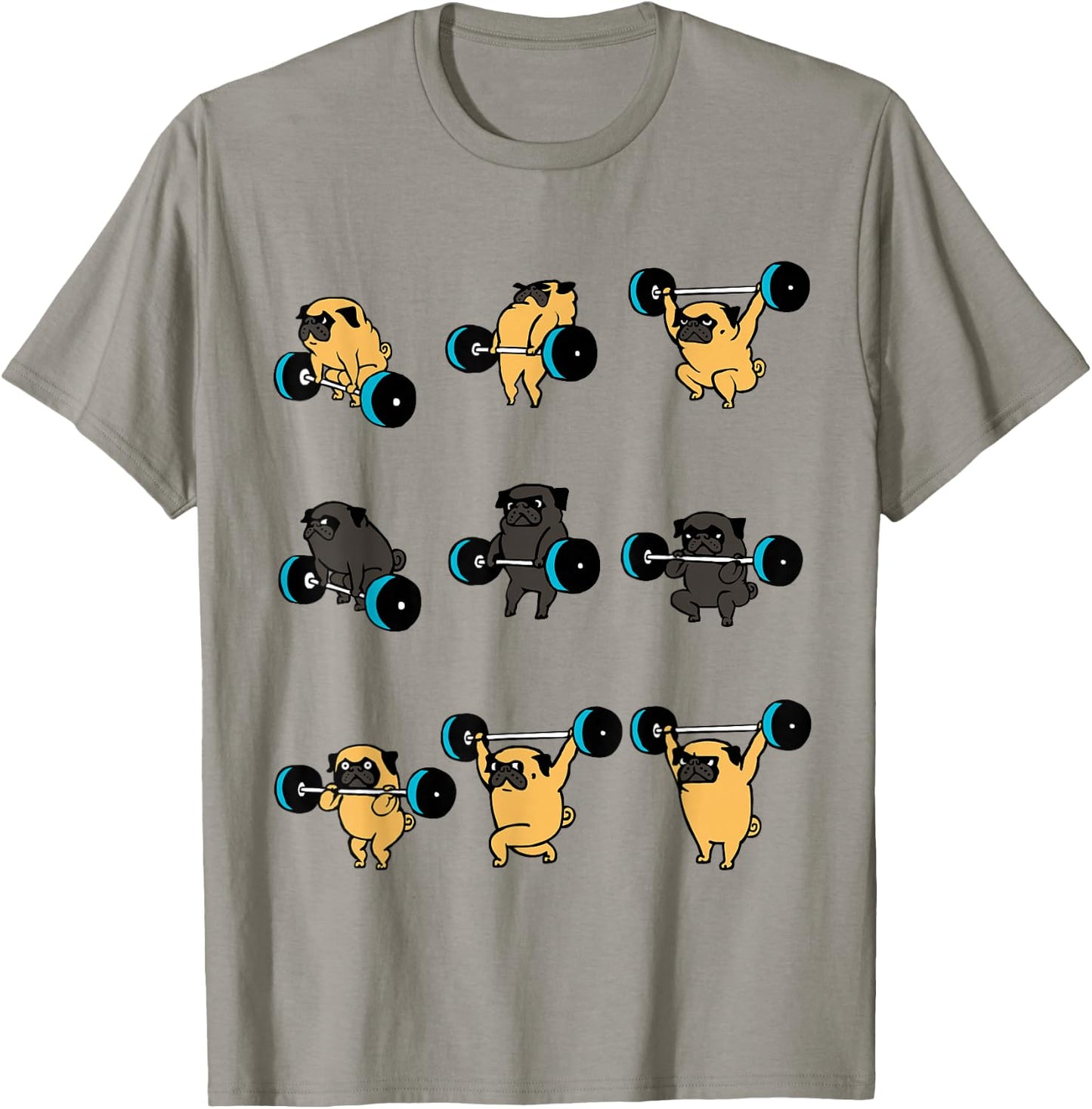 Lifting Pug Gym T- shirt by Huebucket T-Shirt - T-Shirt | Sand