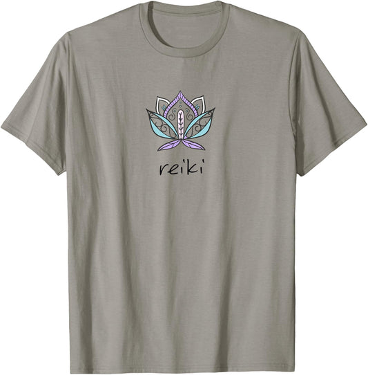 Cute Reiki T Shirt Lotus Healing Energy Spiritual Shirt T-Shirt - T-Shirt | Sand