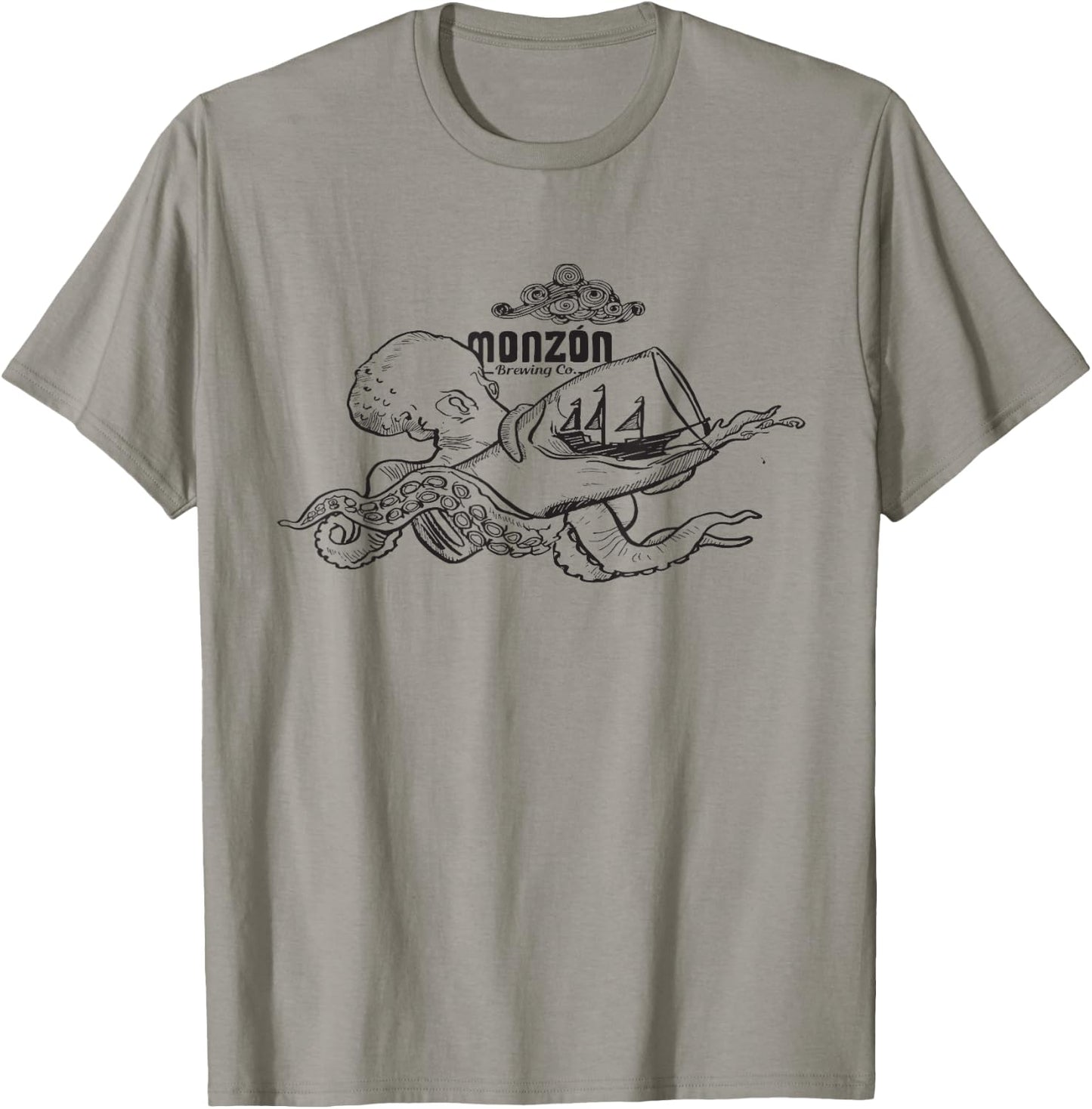 Octopus and Pint: T-Shirt - T-Shirt | Sand