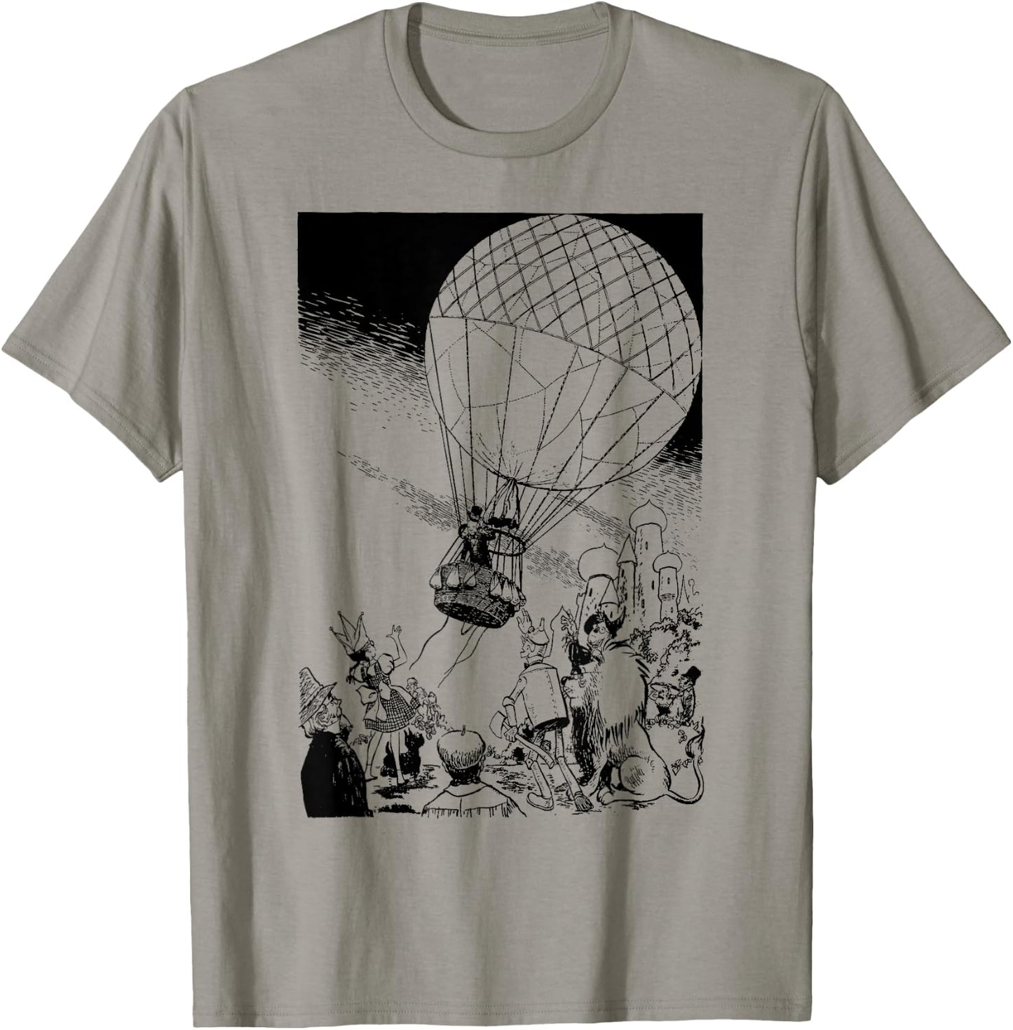 Vintage Wizard of OZ Wizard Art Retro Hot Air Balloon T-Shirt - T-Shirt | Sand