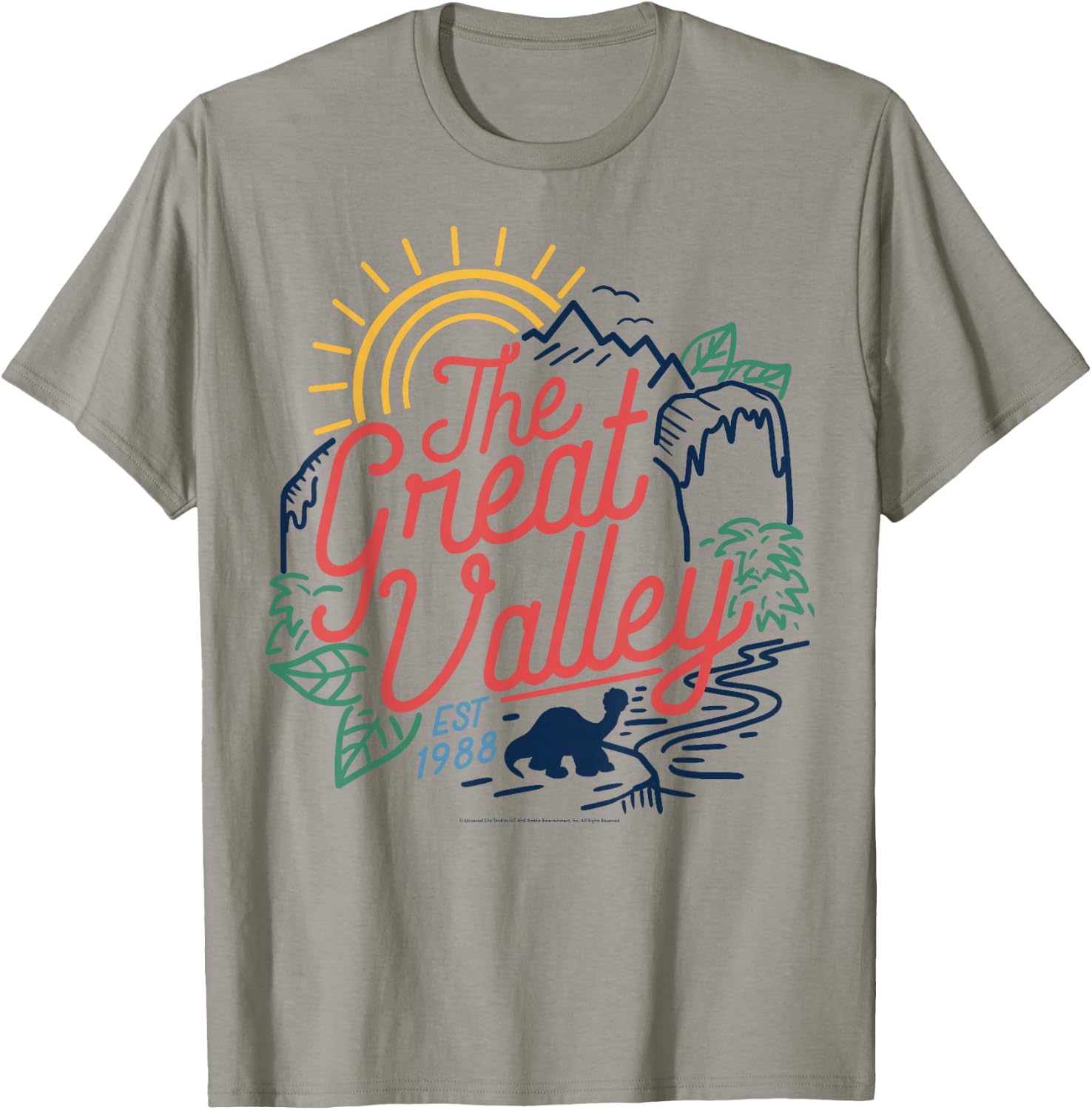 Land Before Time The Great Valley Littlefoot Silhouette T-Shirt - T-Shirt | Sand