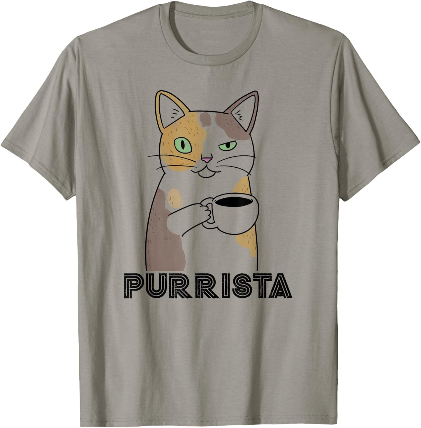 Coffee Cat | Purr-ista Barista | Funny Graphic T Shirt T-Shirt - T-Shirt | Sand