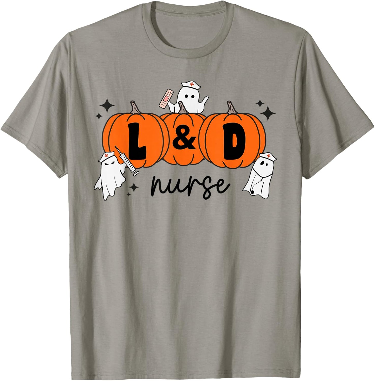 L&D Nurse Crew Ghost Pumpkin Labor and Delivery Halloween T-Shirt - T-Shirt | Sand