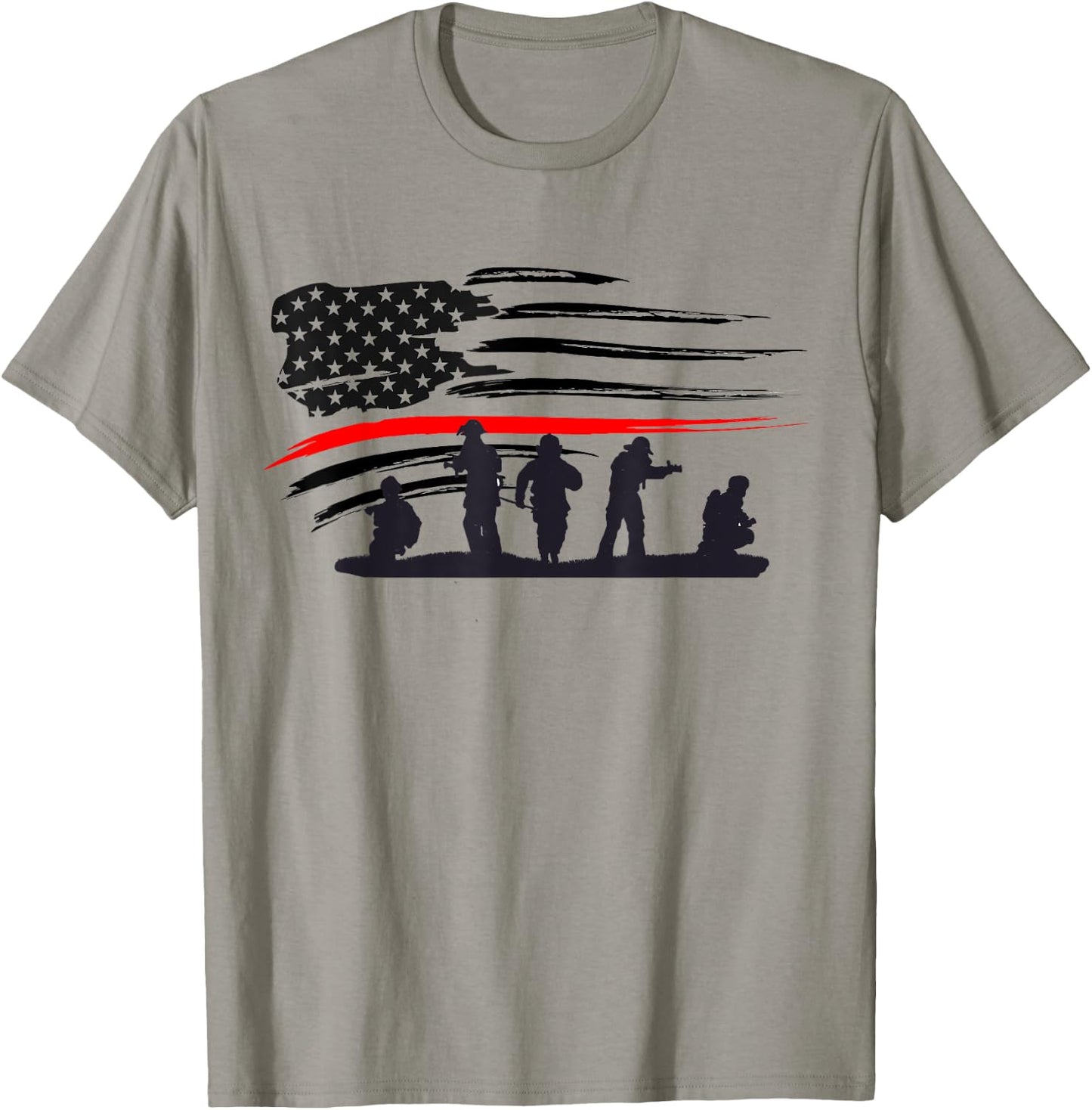 Vintage Thin Red Line shirt, Firefighter gift American Flag T-Shirt - T-Shirt | Sand
