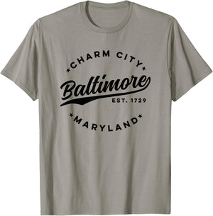 Vintage Baltimore Charm City Maryland Black Text T-Shirt - T-Shirt | Sand
