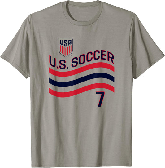 Gio Reyna 7 White USMNT Officially Licensed T-Shirt - T-Shirt | Sand