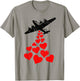 Love From Above Retro Bomber Plane Dropping HeartsStreetart T-Shirt - T-Shirt | Sand
